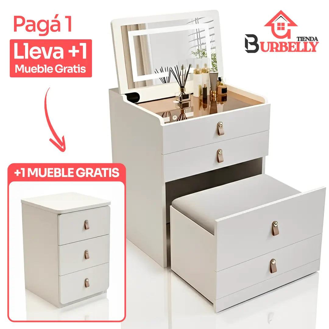 [PAGÁ 1, LLEVA +1 GRATIS] Juego de Mesa Tocador Flip 3 en 1 Belly + REGALO: Mueble Gratis