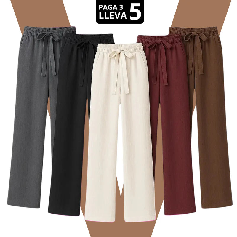 [Llevá 5, Pagá Solo 3] Pantalón Femenino Soline Pantalón con Cintura Elástica en Poliamida, Poliéster y Spandex