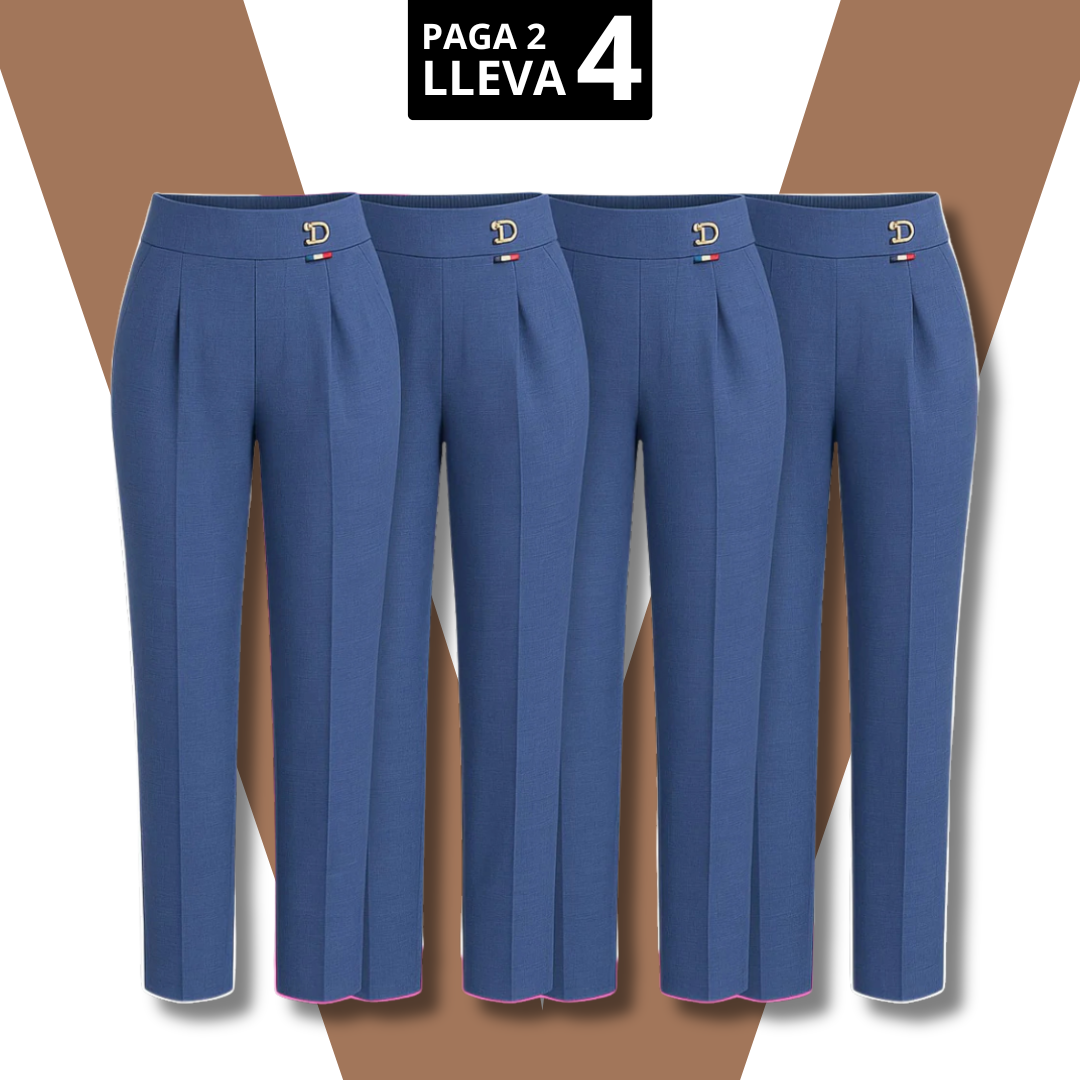 [Llevá 4, Pagá Solo 2] Pantalón Elara Femenino de Sastrería con Cintura Alta, en Seda Fría, Algodón y Lino