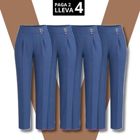 [Llevá 4, Pagá Solo 2] Pantalón Elara Femenino de Sastrería con Cintura Alta, en Seda Fría, Algodón y Lino