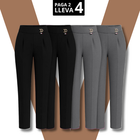 [Llevá 4, Pagá Solo 2] Pantalón Elara Femenino de Sastrería con Cintura Alta, en Seda Fría, Algodón y Lino