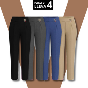 [Llevá 4, Pagá Solo 2] Pantalón Elara Femenino de Sastrería con Cintura Alta, en Seda Fría, Algodón y Lino