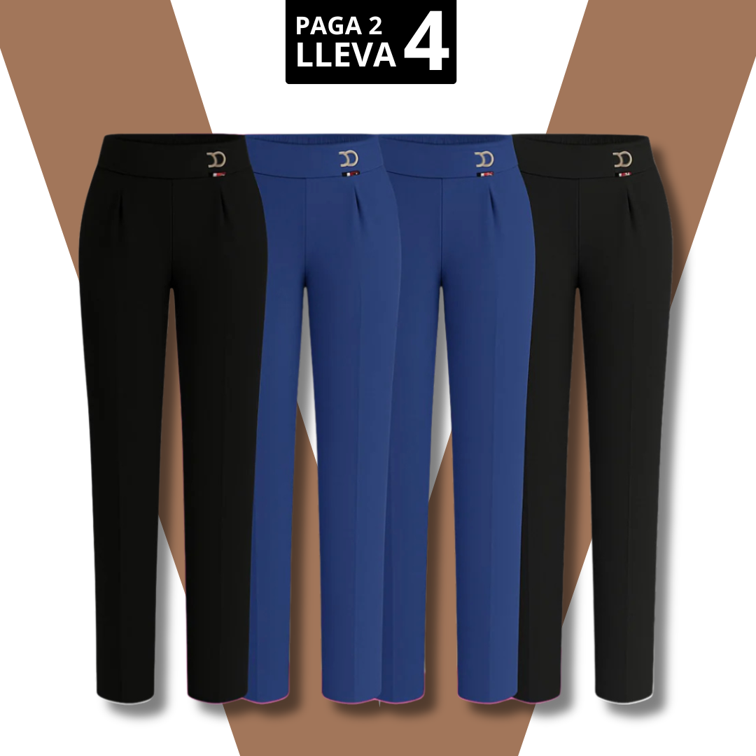 [Llevá 4, Pagá Solo 2] Pantalón Elara Femenino de Sastrería con Cintura Alta, en Seda Fría, Algodón y Lino