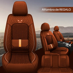 Fundas Asientos Autos Premium en Cuero Legítimo + Juego Cubre Alfombra Premium