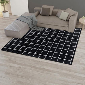 Alfombra para Sala o Dormitorio Belga Antideslizante Grid Negra